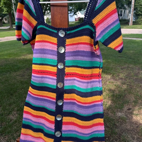 FARM Rio Multicolor Crochet Button-Up Dress - Picture 2 of 8